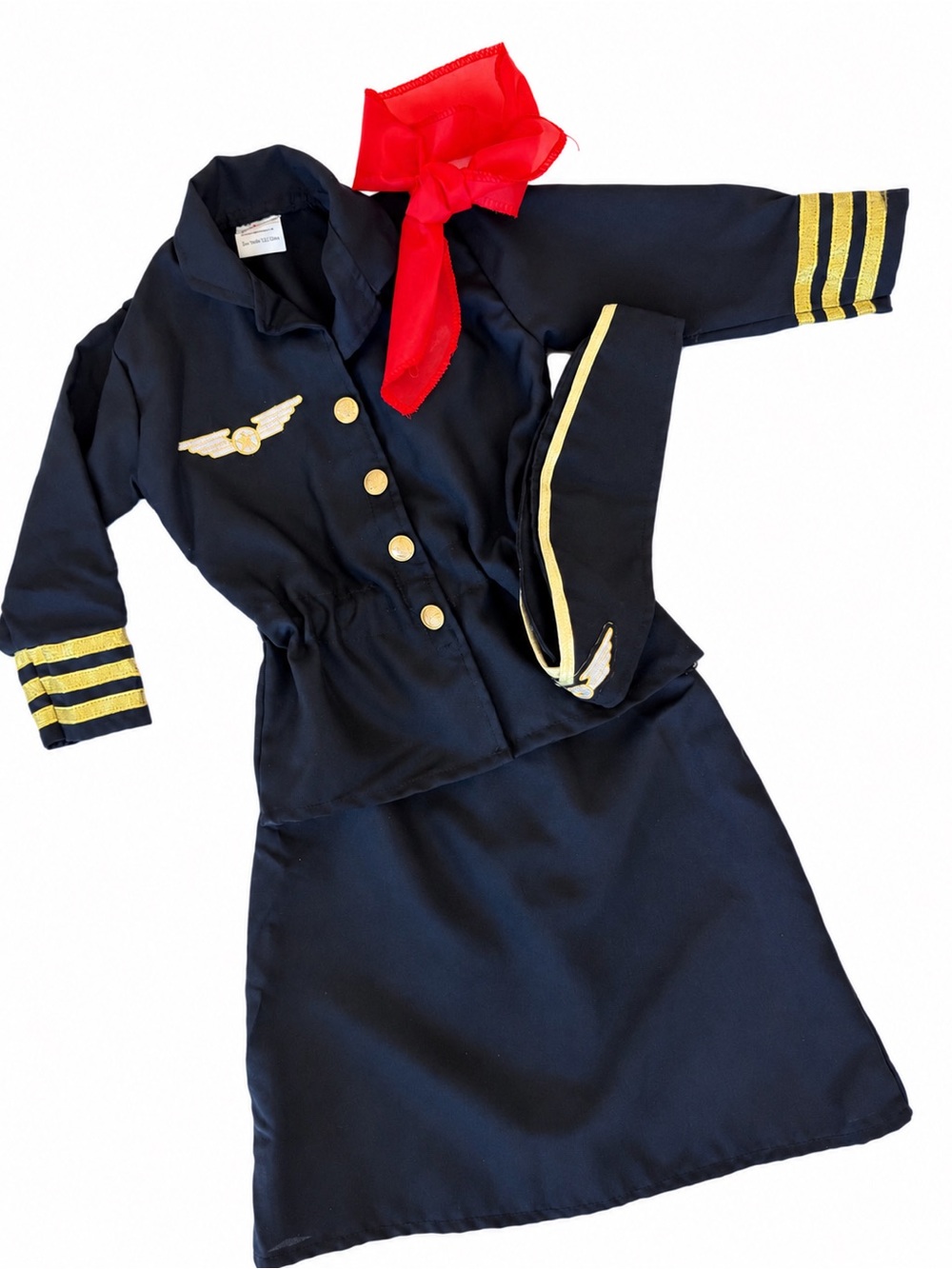 Flight Attendant Black & Gold 👩‍✈️ Girls Halloween Costume Size Girl's Size 2 2T